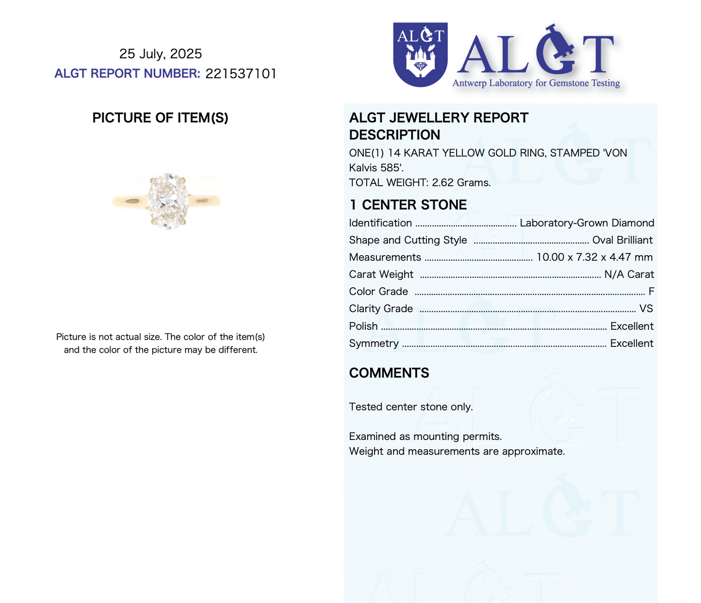 2 Carat Oval Lab Grown Diamond Ring in 14ct Yellow Gold