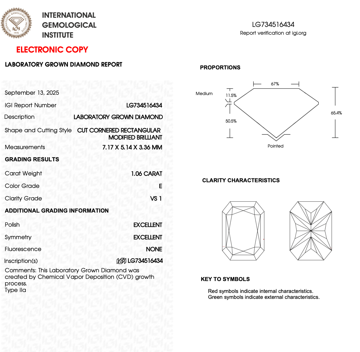 1.06ct Radiant Cut Lab-Grown Diamond Solitaire Ring – VS1 E Colour | 14ct Yellow Gold | IGI Certified