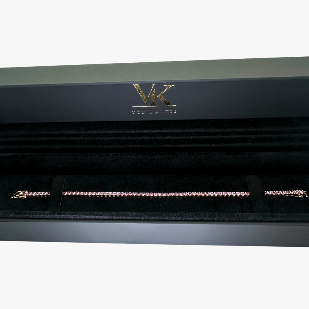 14ct Rose Gold Tennis Bracelet Natural Pink Sapphires
