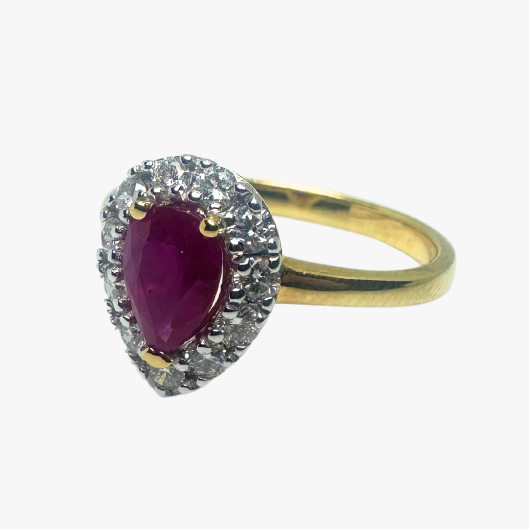 Shimmering Pear Halo Ring