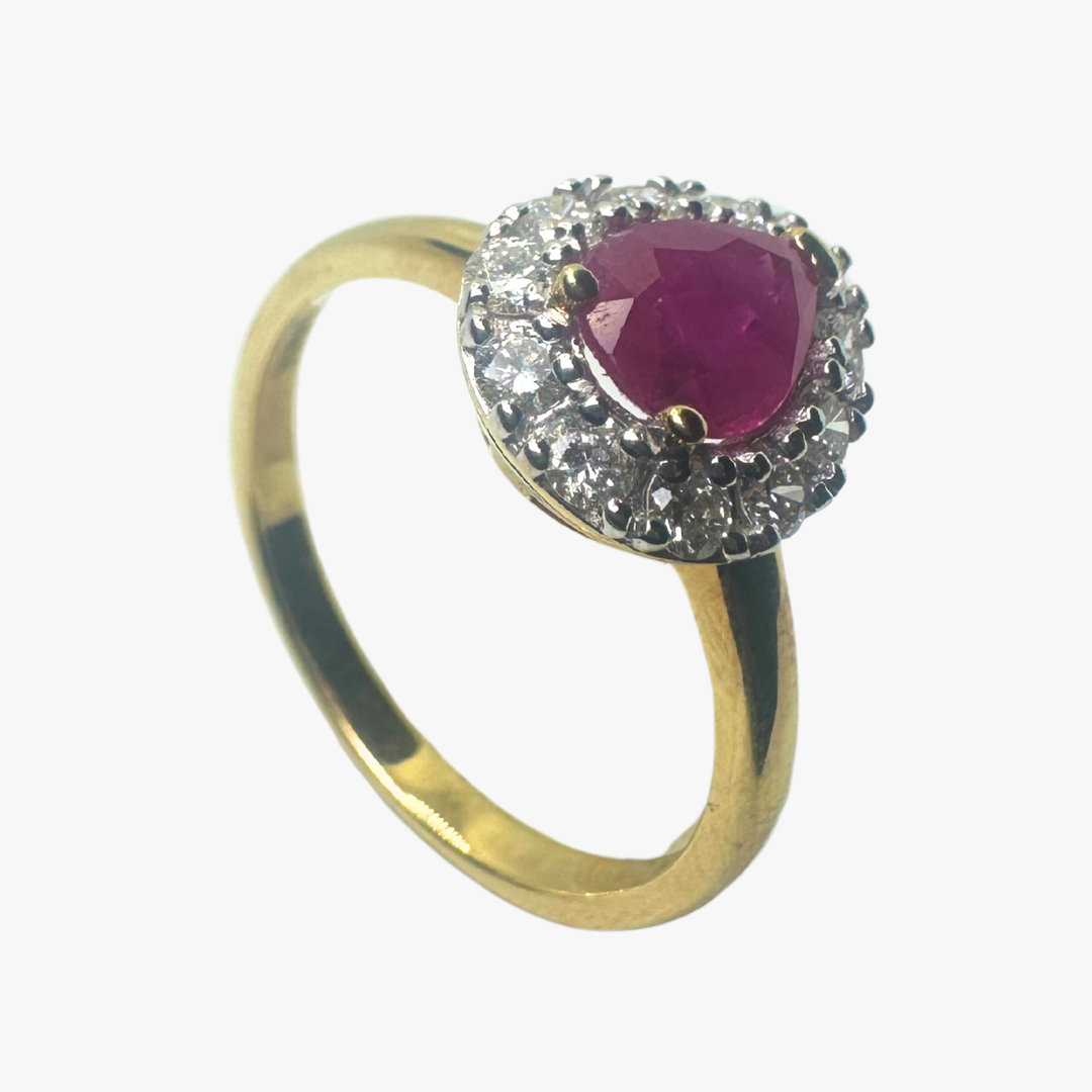 Shimmering Pear Halo Ring