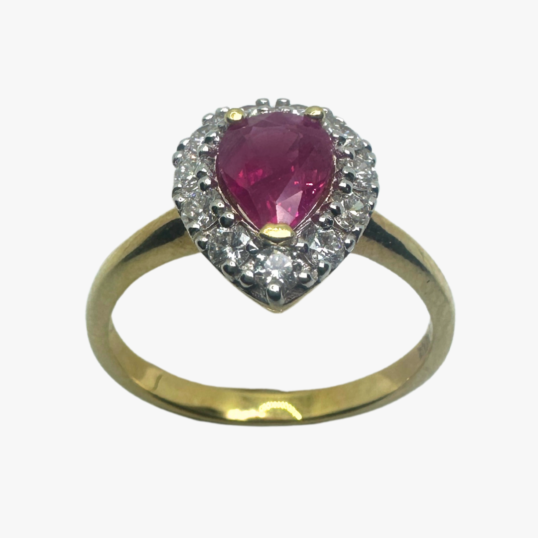 Shimmering Pear Halo Ring
