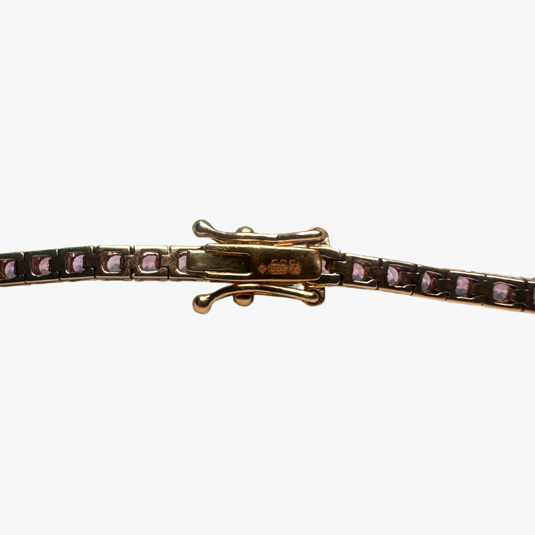 14ct Rose Gold Tennis Bracelet Natural Pink Sapphires