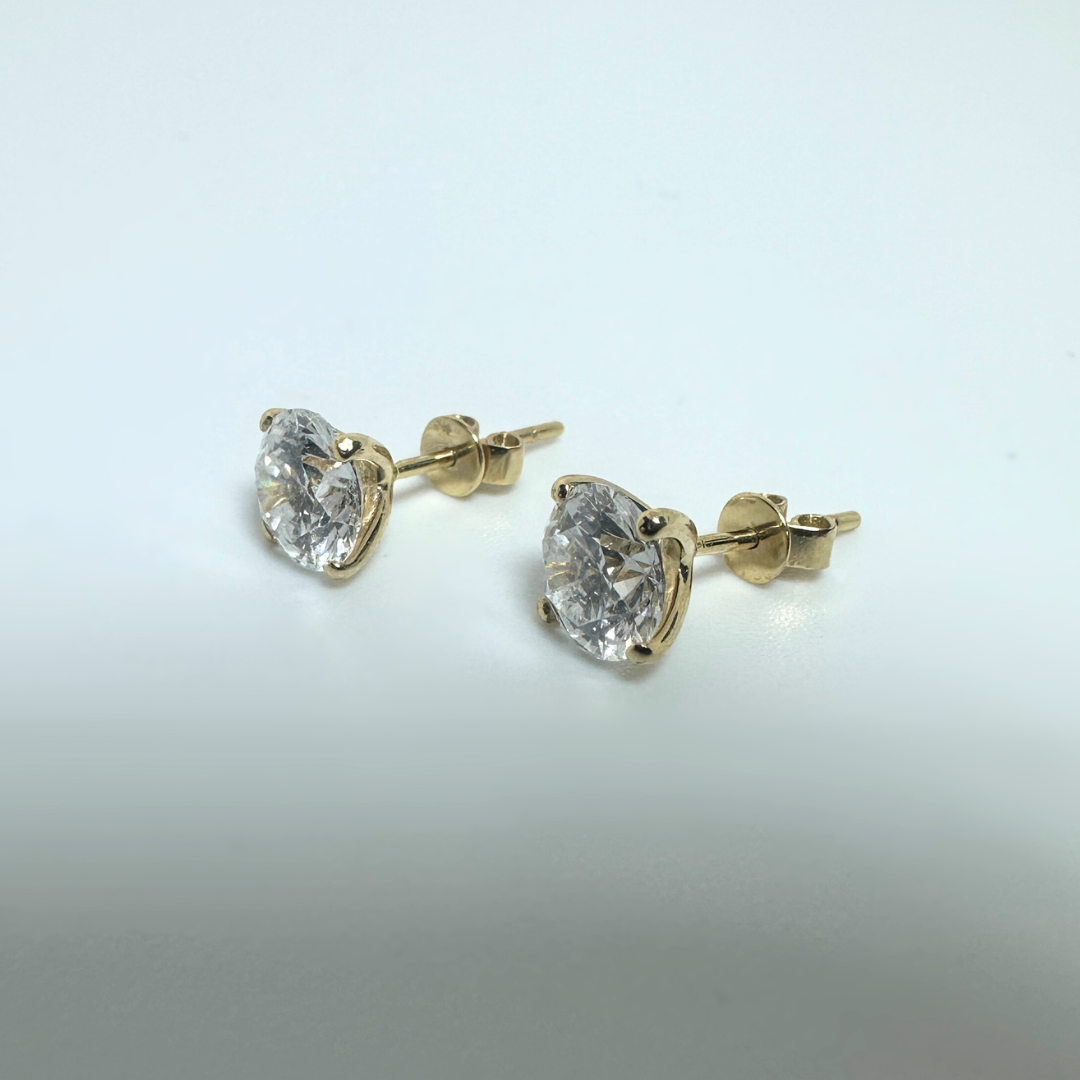 14ct Yellow Gold Lab Grown Diamond Stud Earrings 2.13ct D VS Certified Round Brilliant