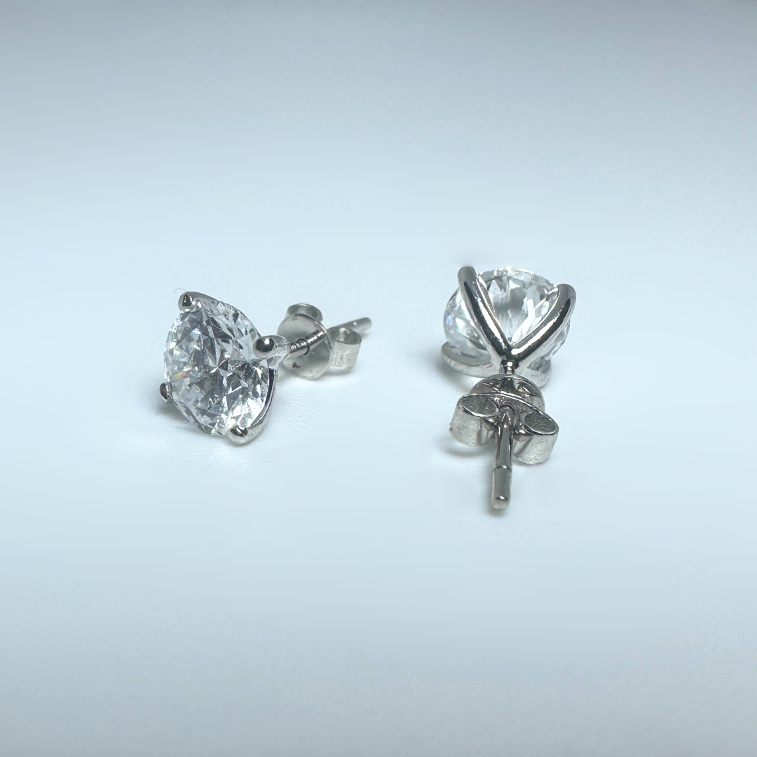 14ct White Gold Lab Grown Diamond Stud Earrings 2.08 ct D VS Certified Round Brilliant