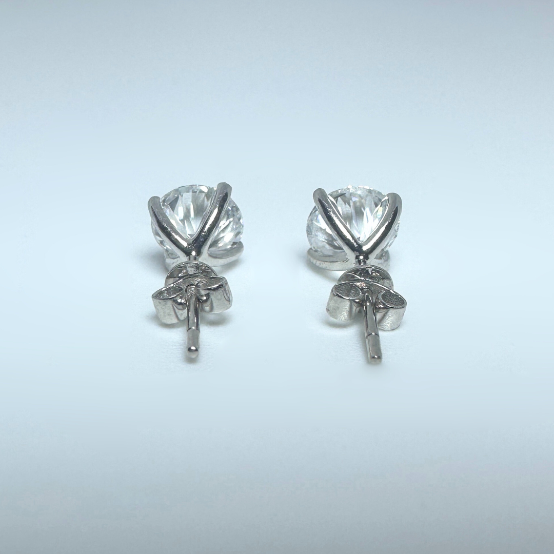 14ct White Gold Lab Grown Diamond Stud Earrings 2.08 ct D VS Certified Round Brilliant