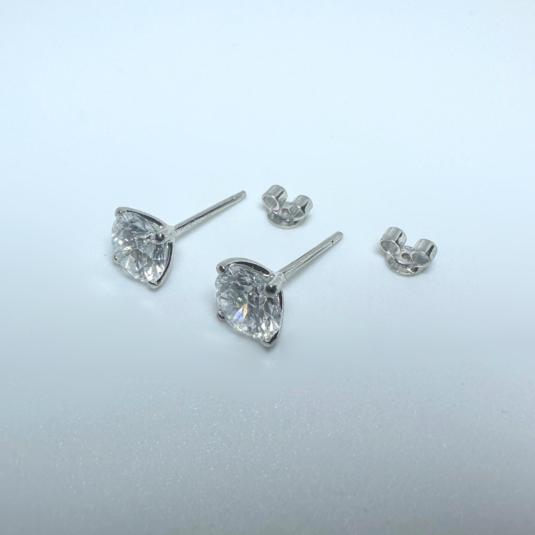 14ct White Gold Lab Grown Diamond Stud Earrings 2.08 ct D VS Certified Round Brilliant