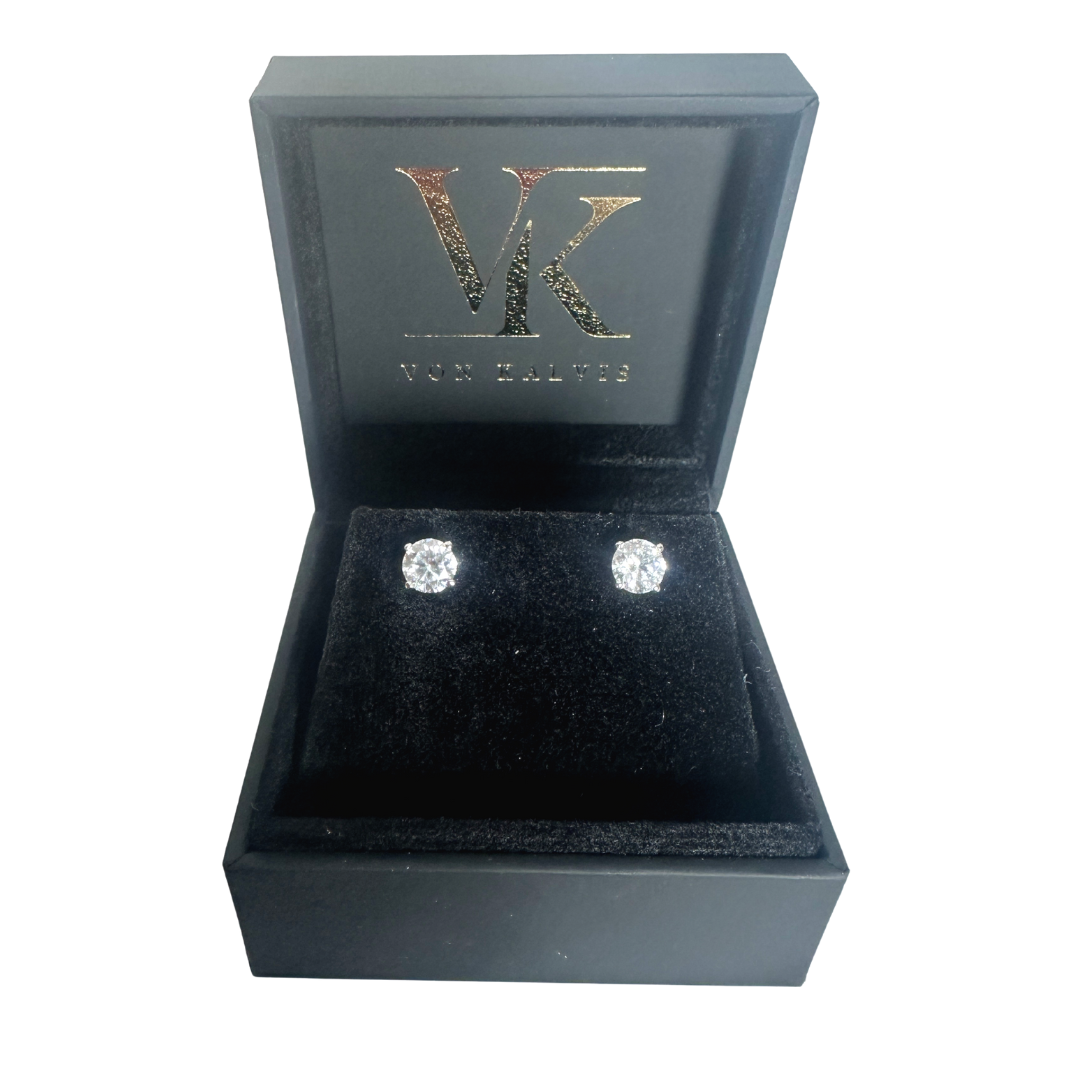 14ct White Gold Lab Grown Diamond Stud Earrings 2.08 ct D VS Certified Round Brilliant