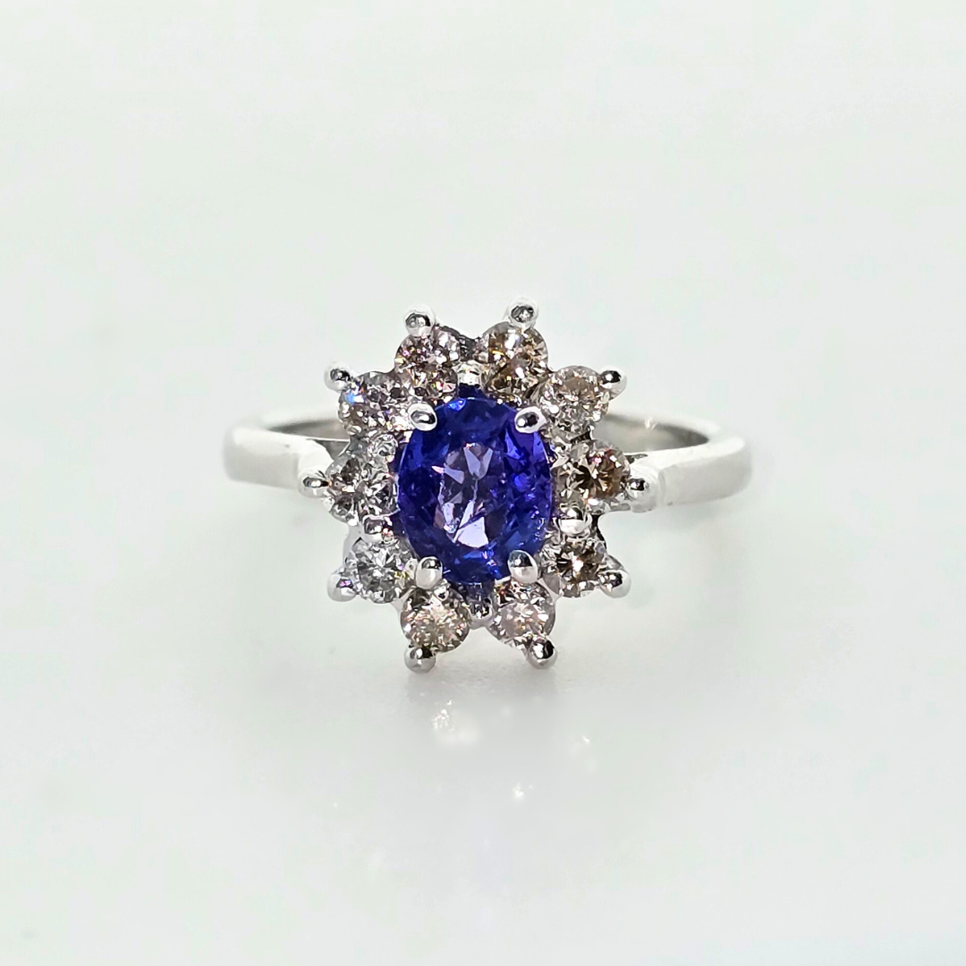 18kt White Gold Tanzanite & Diamond Ring