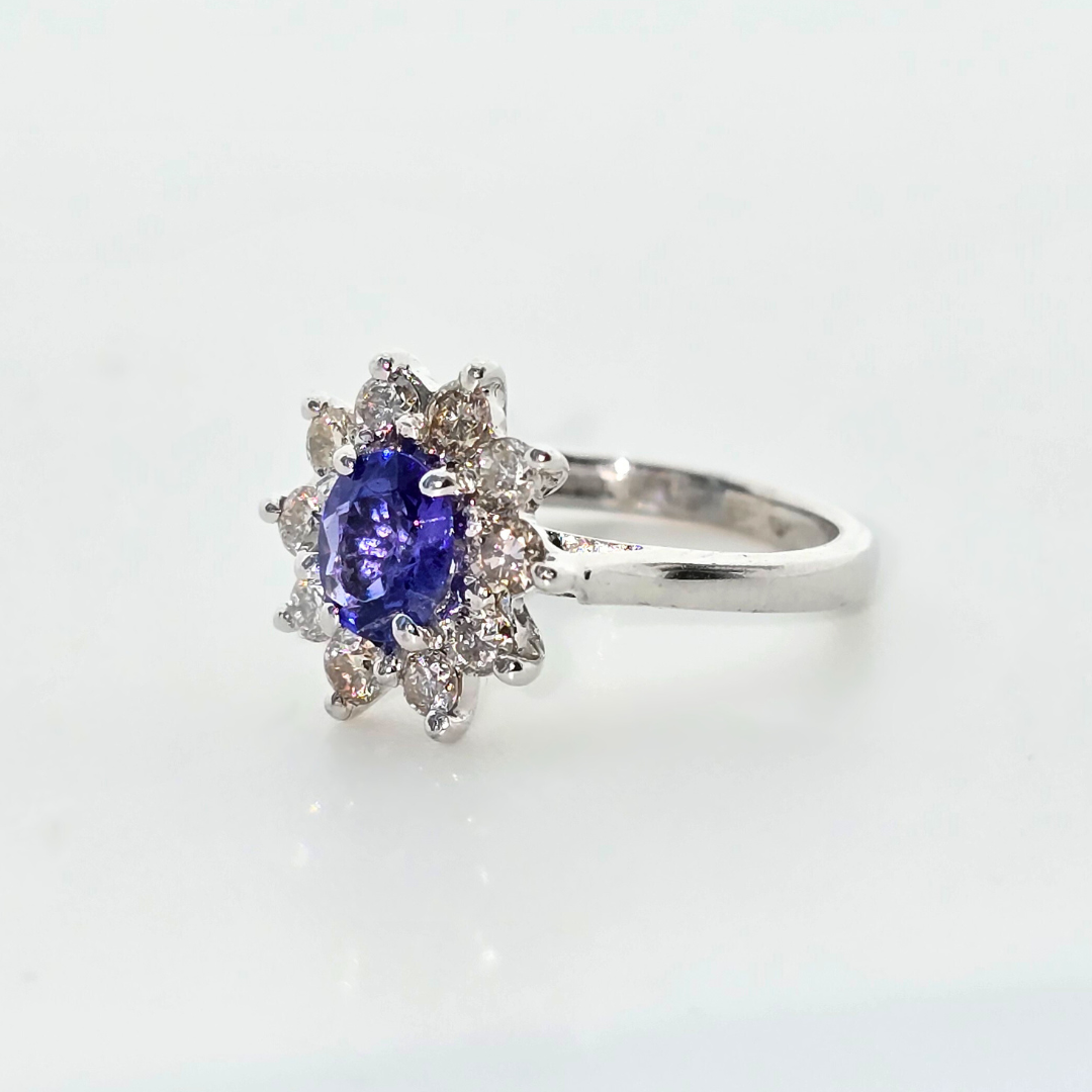 18kt White Gold Tanzanite & Diamond Ring
