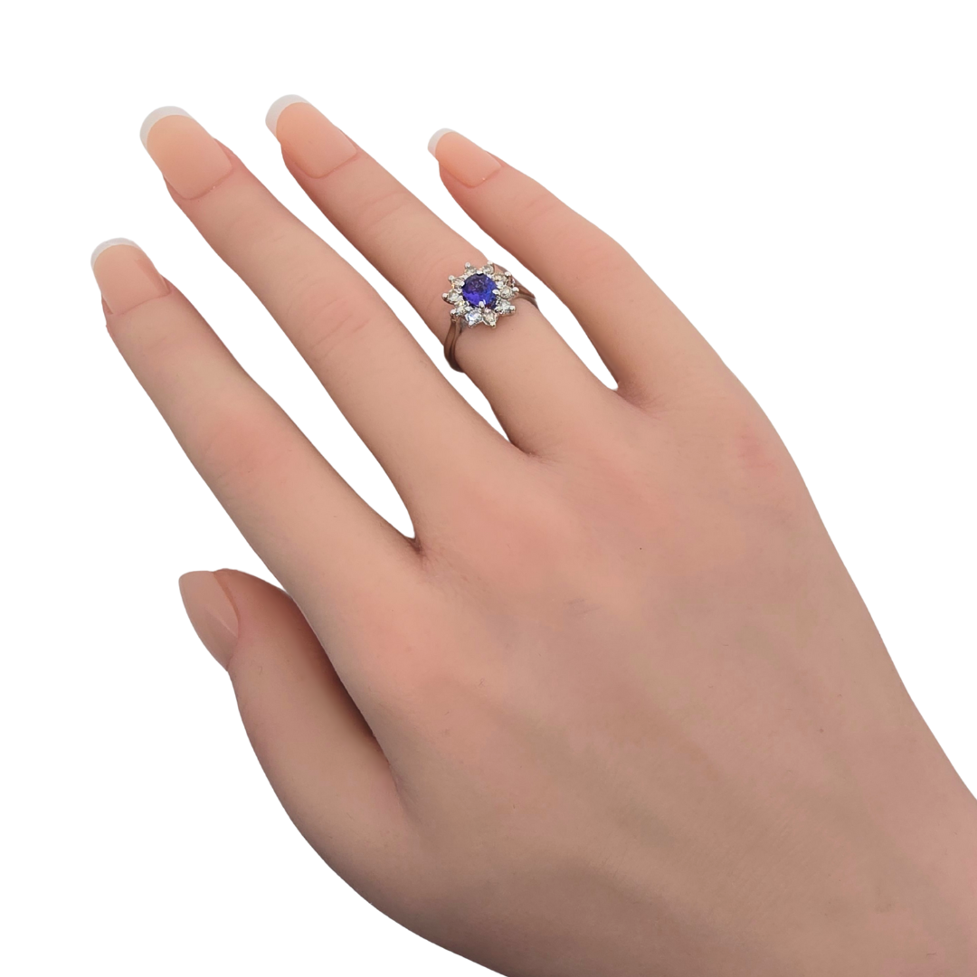 18kt White Gold Tanzanite & Diamond Ring
