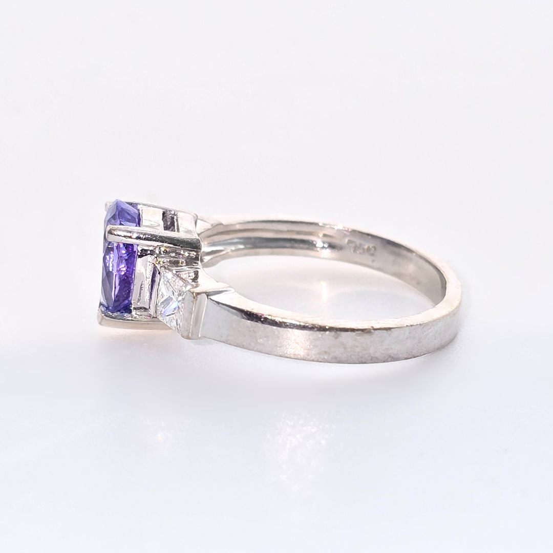 18kt White Gold Pear Cut Tanzanite & Diamond Ring 1.3tcw