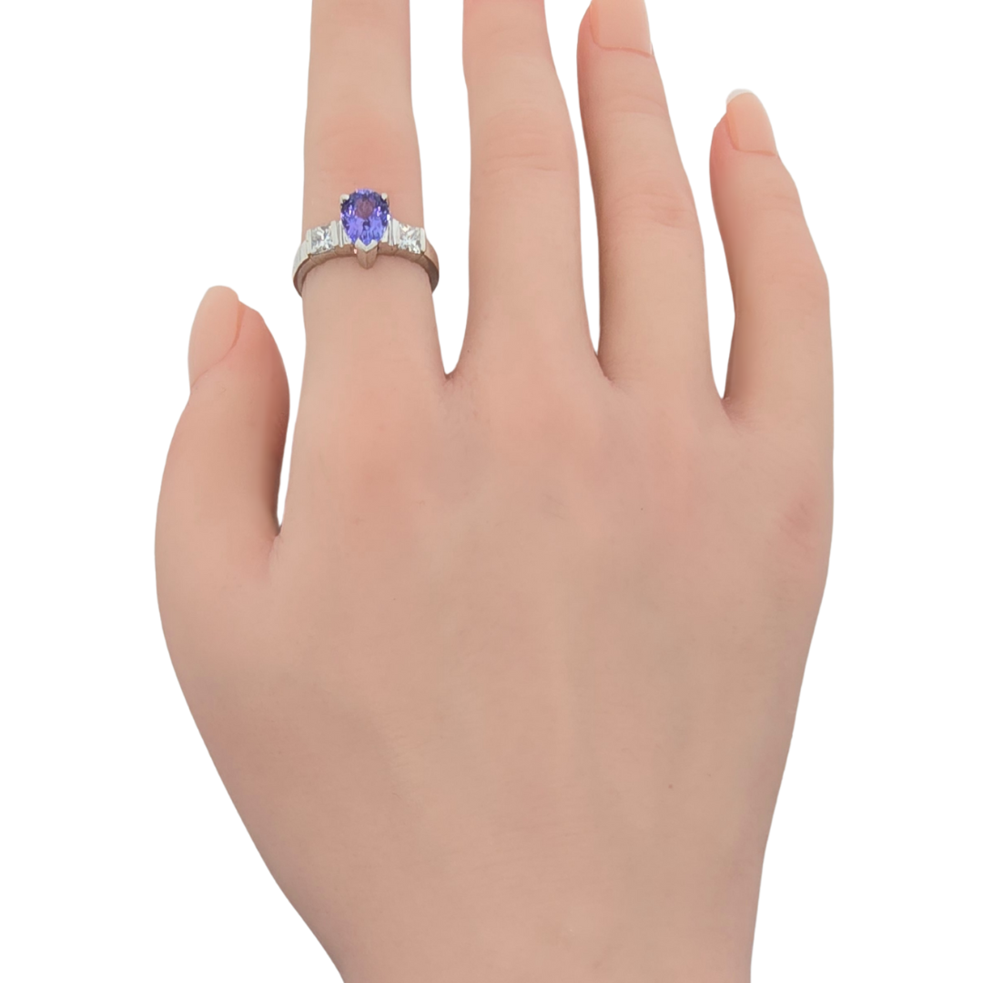 18kt White Gold Pear Cut Tanzanite & Diamond Ring 1.3tcw