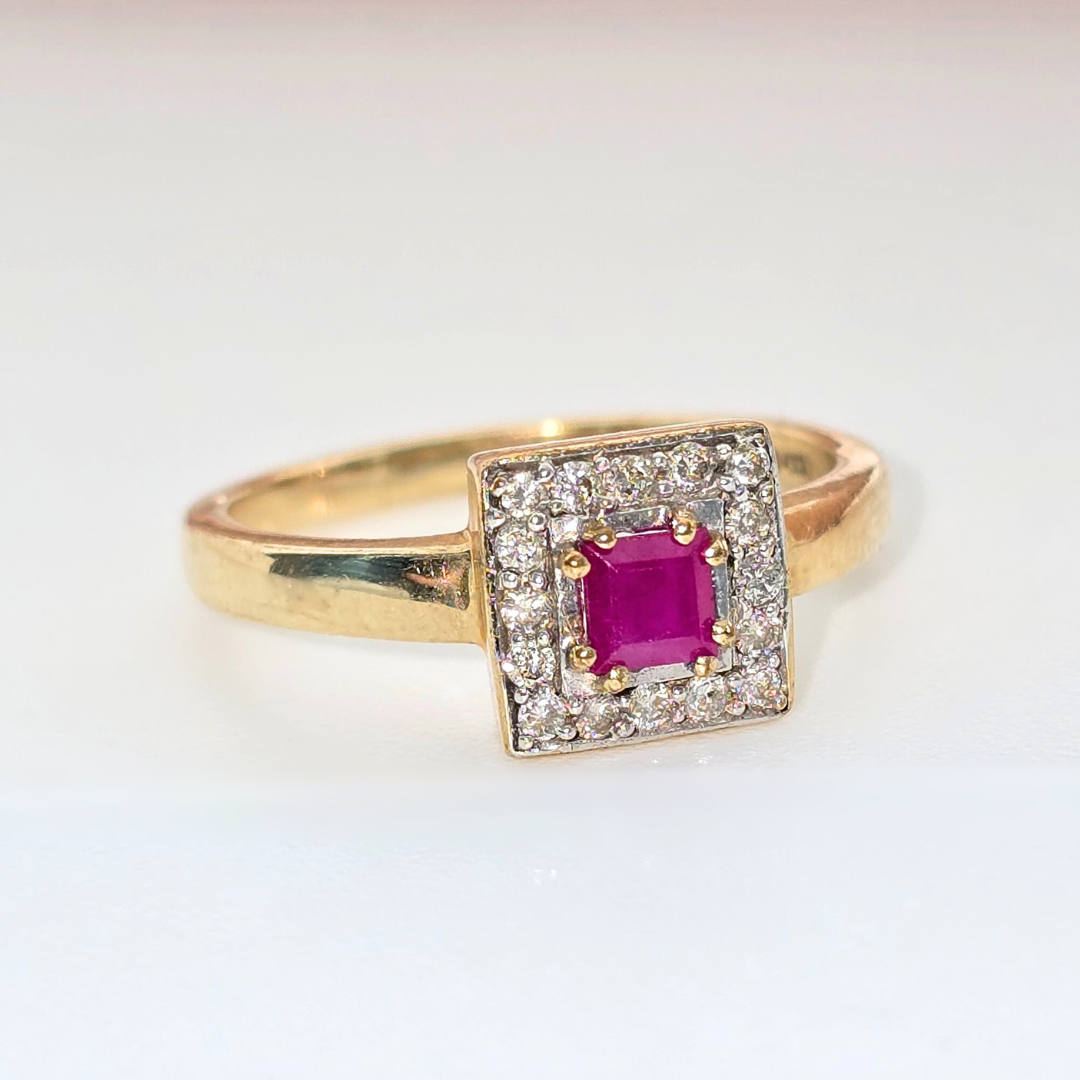 9kt Yellow Gold Ruby And Diamond Ring