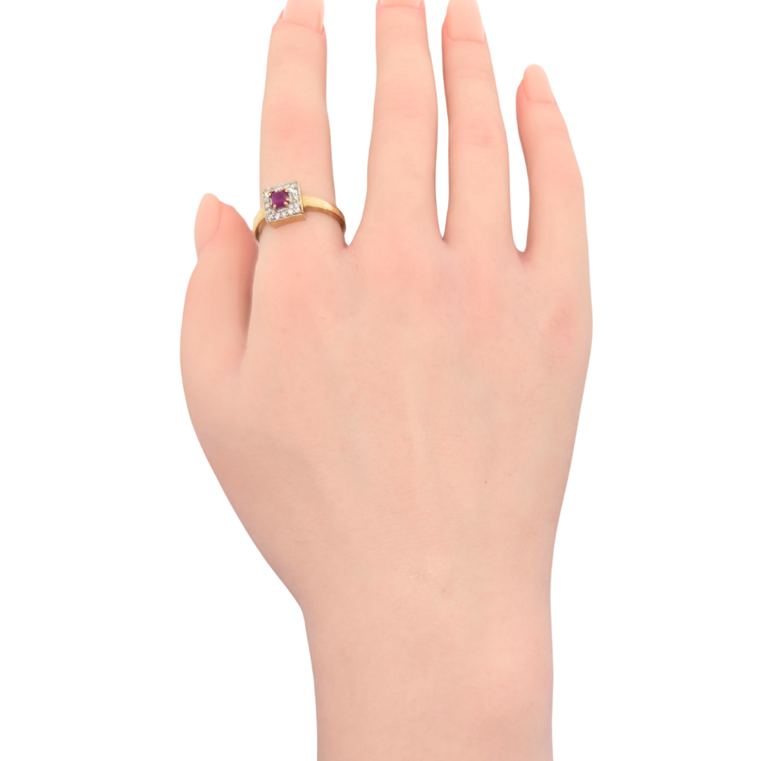 9kt Yellow Gold Ruby And Diamond Ring