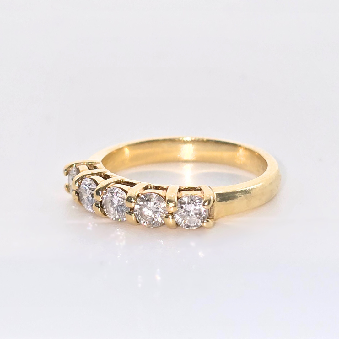 14kt Yellow Gold Five Diamond Ring 0.5ct