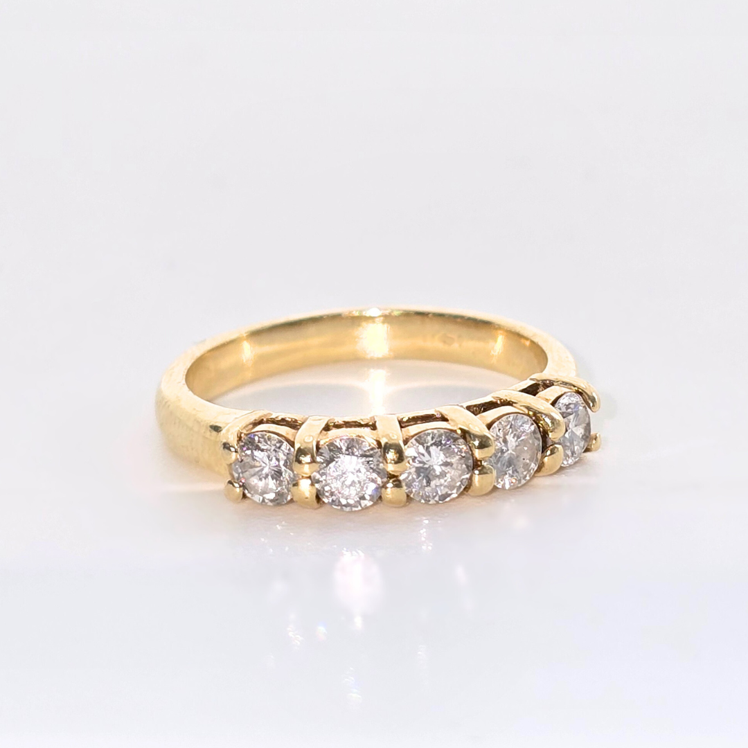 14kt Yellow Gold Five Diamond Ring 0.5ct