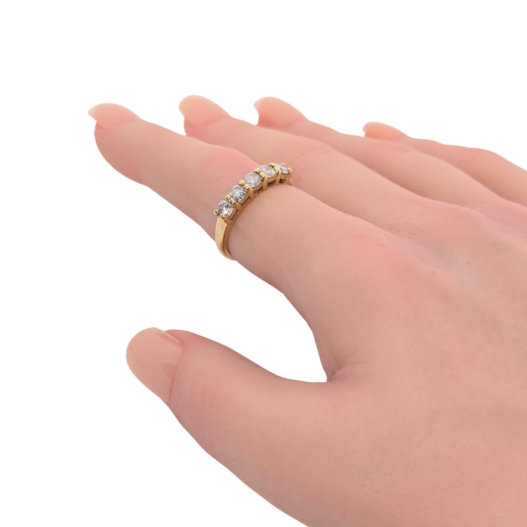 14kt Yellow Gold Five Diamond Ring 0.5ct