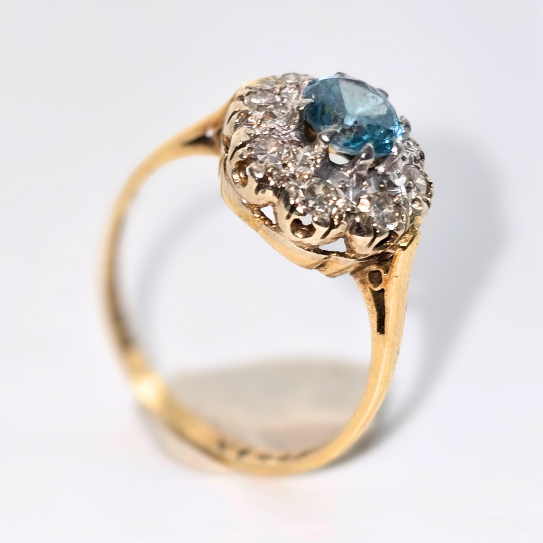 Blue Topaz Diamond Ring