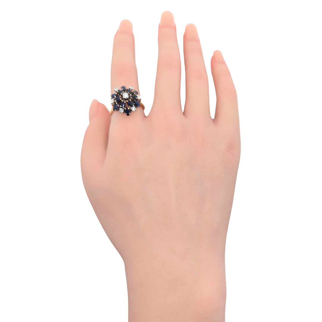 14kt Rose Gold Ring with Natural Sapphires and Diamonds