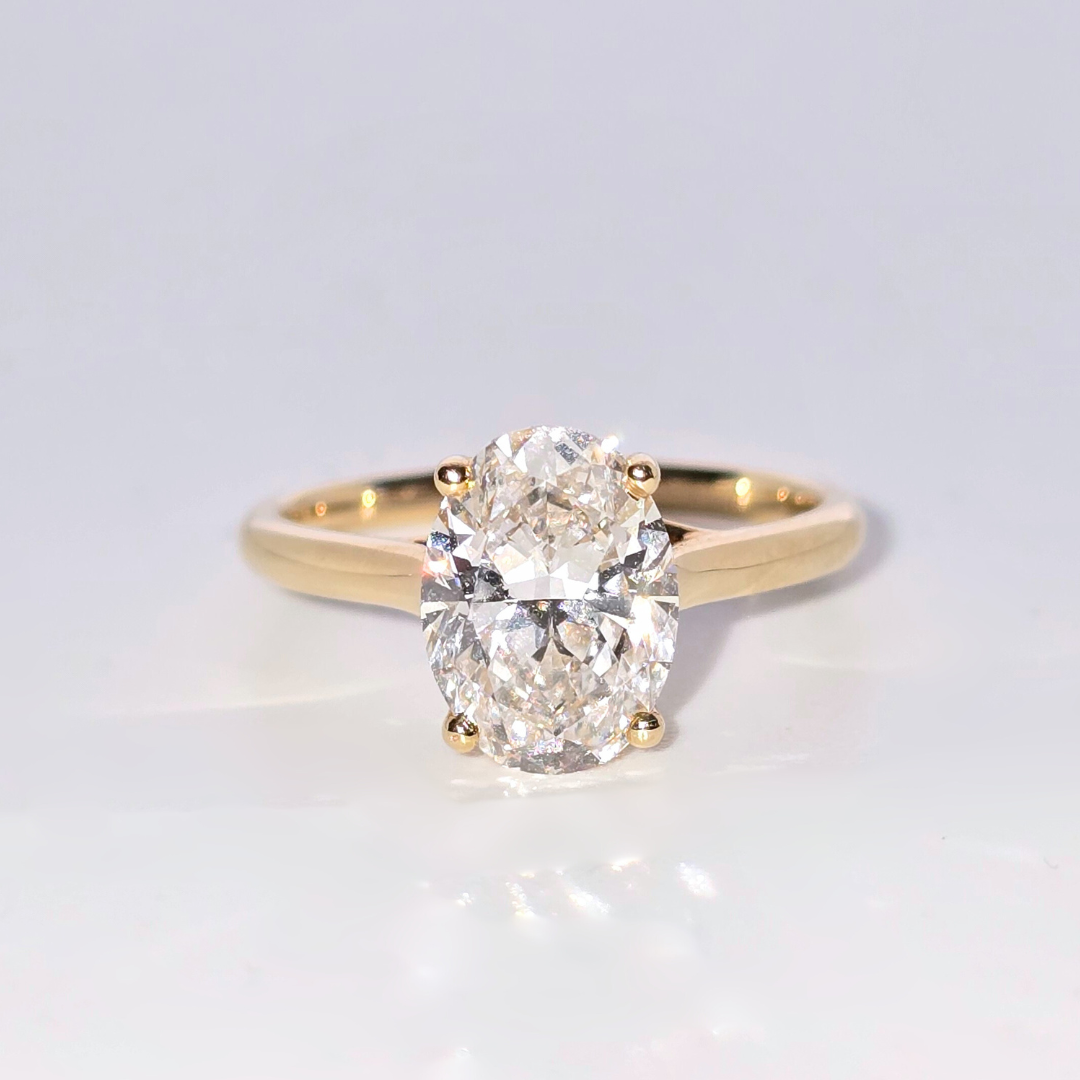 2 Carat Oval Lab Grown Diamond Ring in 14ct Yellow Gold