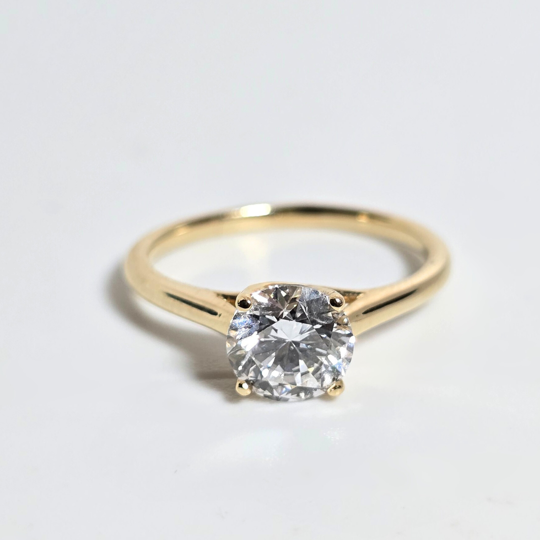 Round Brilliant 1.17ct Lab Created Diamond Solitaire Engagement Ring in 14ct Yellow Gold