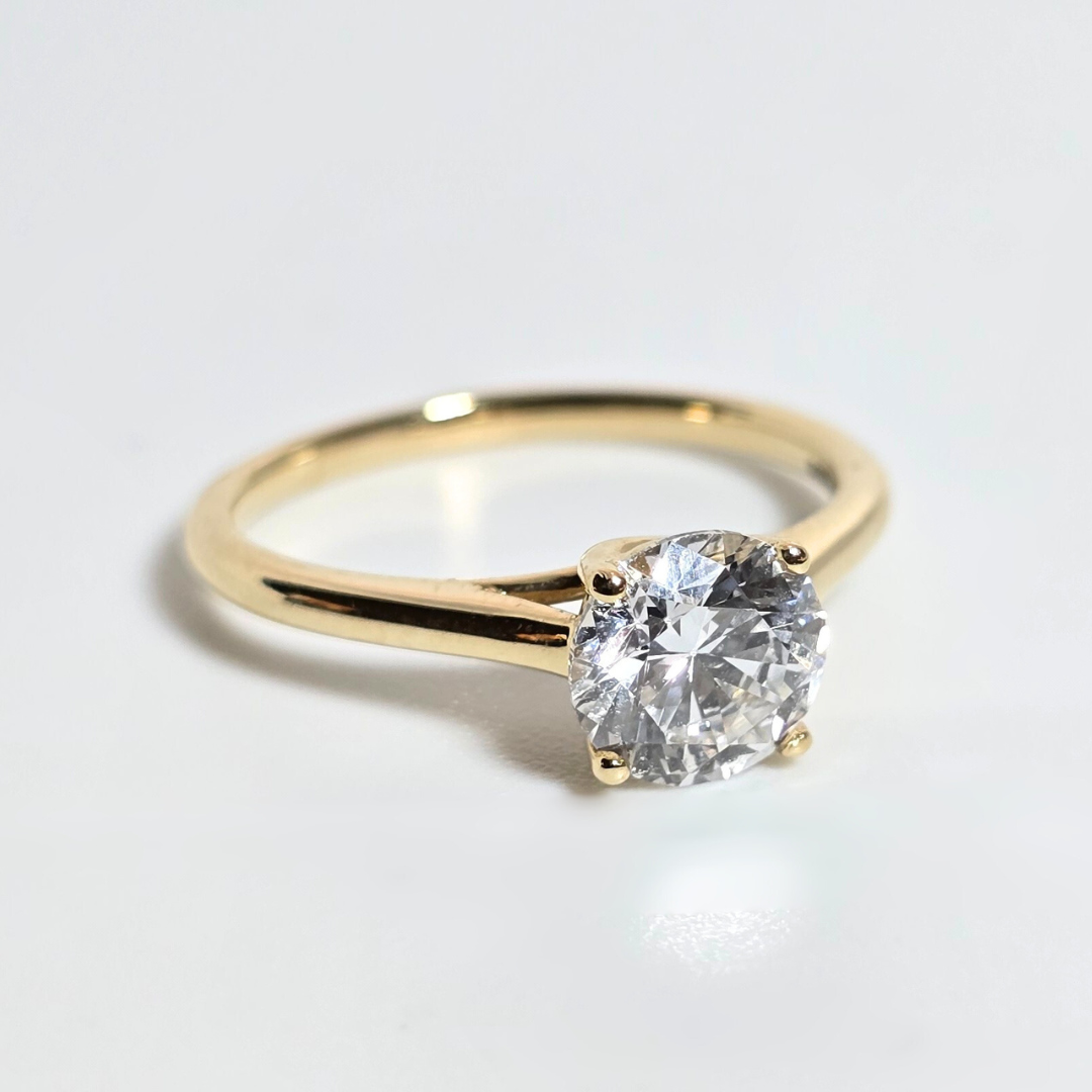 Round Brilliant 1.17ct Lab Created Diamond Solitaire Engagement Ring in 14ct Yellow Gold