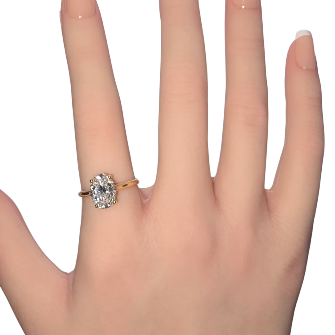 2 Carat Oval Lab Grown Diamond Ring in 14ct Yellow Gold