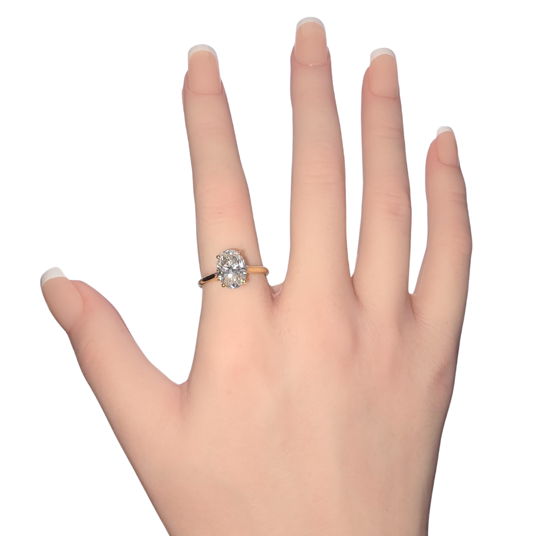 2 Carat Oval Lab Grown Diamond Ring in 14ct Yellow Gold