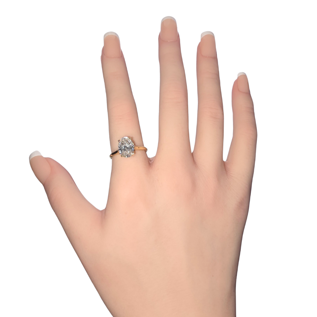 2 Carat Oval Lab Grown Diamond Ring in 14ct Yellow Gold