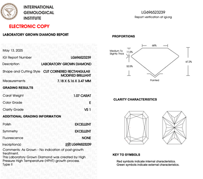 1.07ct Radiant Cut Lab-Grown Diamond Solitaire Ring – VS1 E Colour | 14ct White Gold | IGI Certified