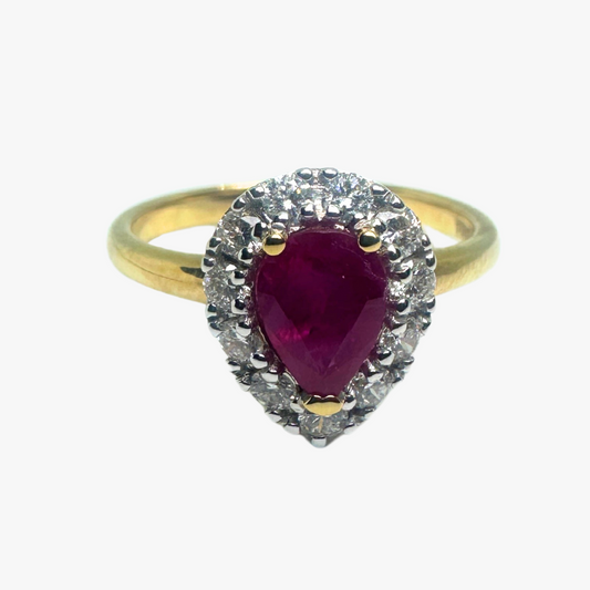 Shimmering Pear Halo Ring