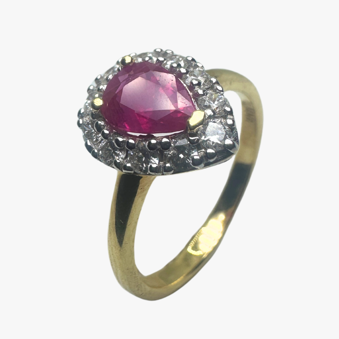 Shimmering Pear Halo Ring