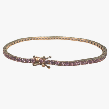 14ct Rose Gold Tennis Bracelet Natural Pink Sapphires