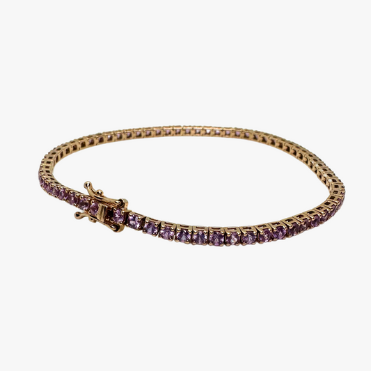 14ct Rose Gold Tennis Bracelet Natural Pink Sapphires