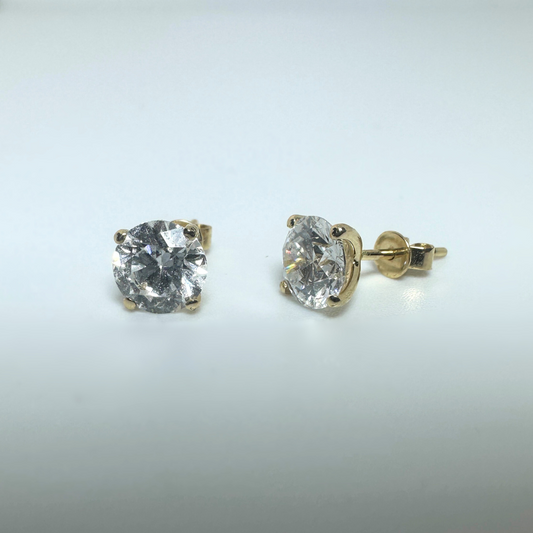 14ct Yellow Gold Lab Grown Diamond Stud Earrings 2.13ct D VS Certified Round Brilliant