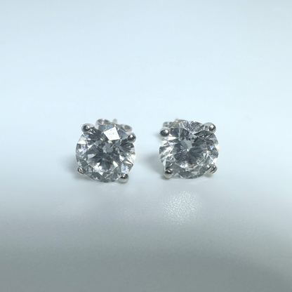 14ct White Gold Lab Grown Diamond Stud Earrings 2.08 ct D VS Certified Round Brilliant
