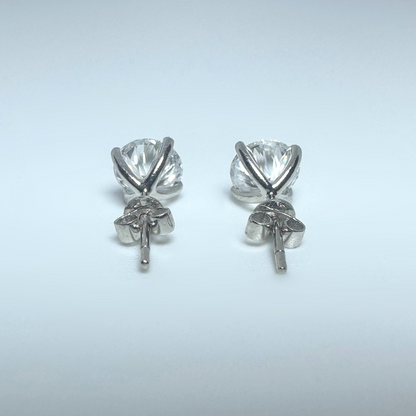 14ct White Gold Lab Grown Diamond Stud Earrings 2.08 ct D VS Certified Round Brilliant
