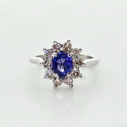 18kt White Gold Tanzanite & Diamond Ring