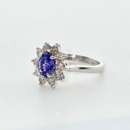 18kt White Gold Tanzanite & Diamond Ring
