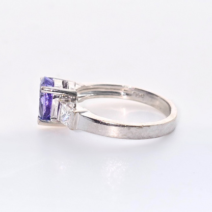 18kt White Gold Pear Cut Tanzanite & Diamond Ring 1.3tcw