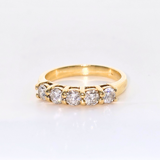 14kt Yellow Gold Five Diamond Ring 0.5ct