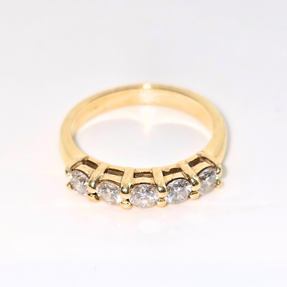 14kt Yellow Gold Five Diamond Ring 0.5ct