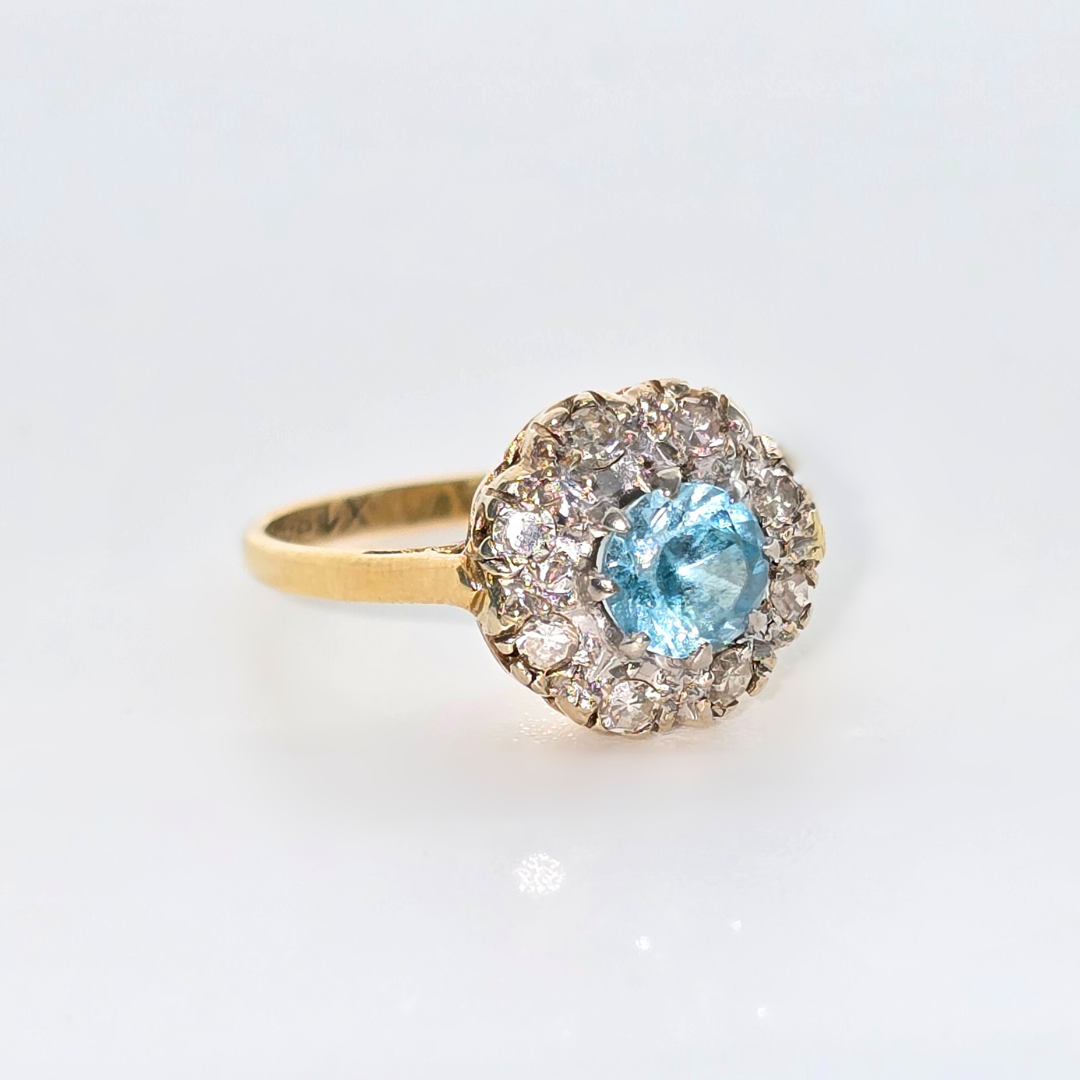 Blue Topaz Diamond Ring