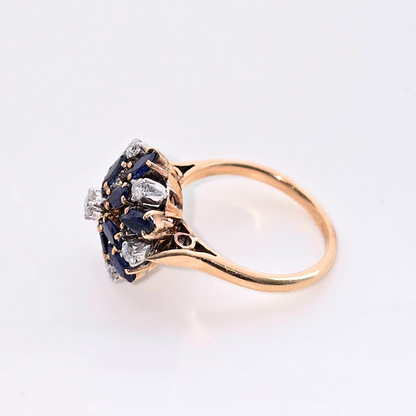 14kt Rose Gold Ring with Natural Sapphires and Diamonds