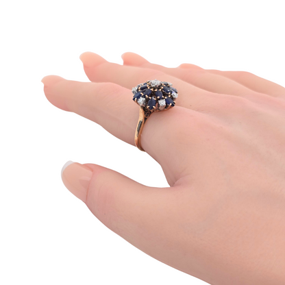 14kt Rose Gold Ring with Natural Sapphires and Diamonds