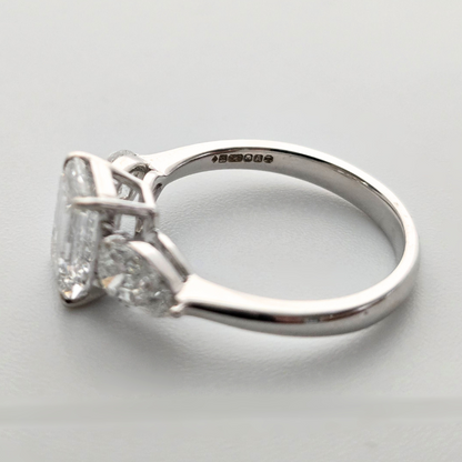 3.08 Emerald Cut Lab Diamond Engagement Ring with Pear Sides