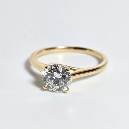 Round Brilliant 1.17ct Lab Created Diamond Solitaire Engagement Ring in 14ct Yellow Gold