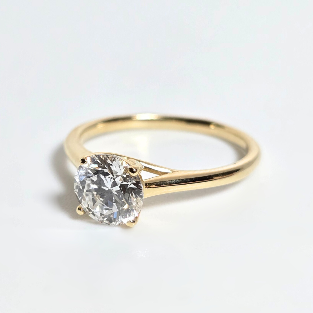 Round Brilliant 1.17ct Lab Created Diamond Solitaire Engagement Ring in 14ct Yellow Gold