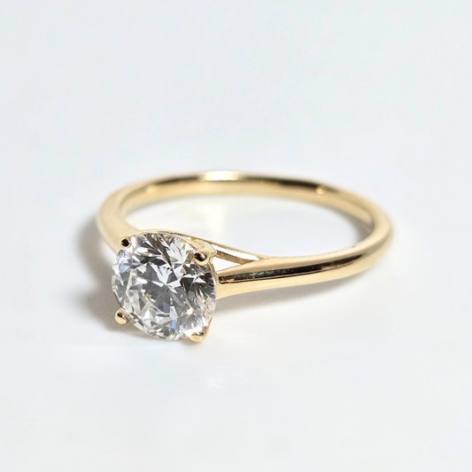 Round Brilliant 1.17ct Lab Created Diamond Solitaire Engagement Ring in 14ct Yellow Gold